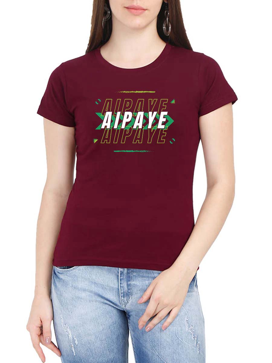 Aipaye Vibe Women Half Sleeve Maroon Telugu T-Shirt
