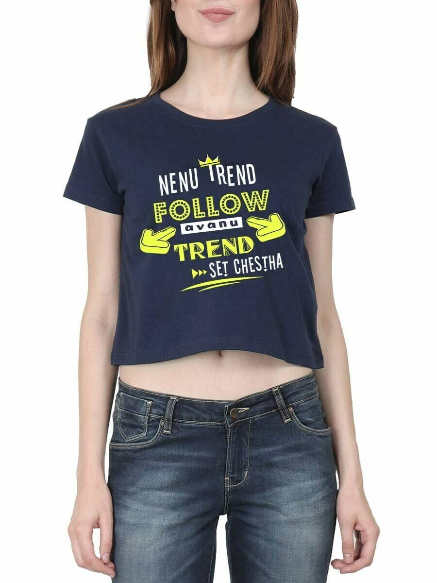 Nenu Trend Follow Avanu arrow Women Navy Blue PSPK Croptop