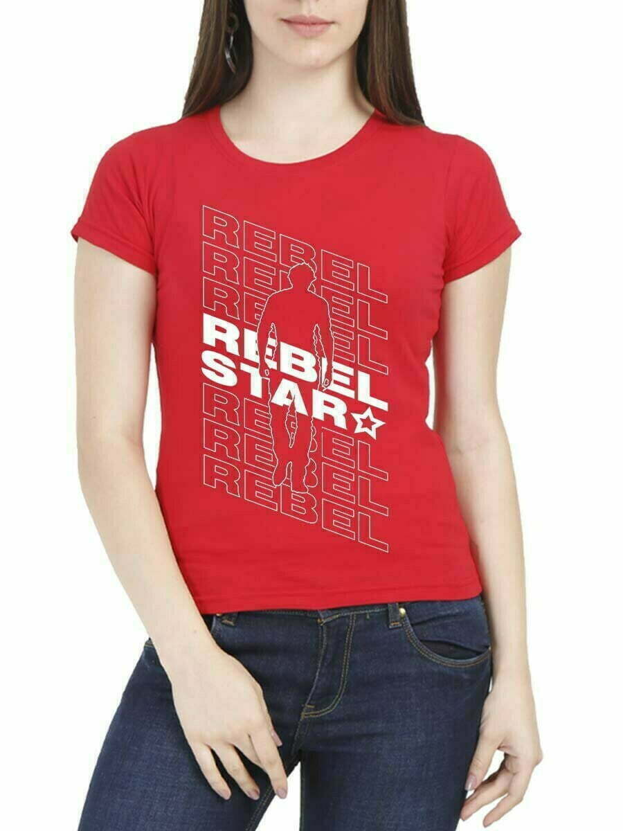 Rebel Star Prabhas Walk Women Half Sleeve Red Telugu T Shirt