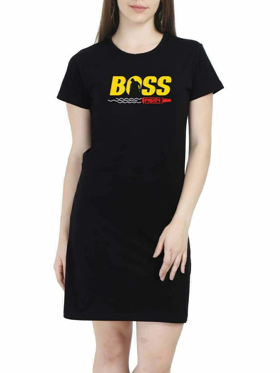 Bossu Party Black Women Chiranjeevi T-Shirt Dress