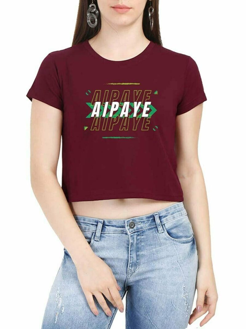Aipaye Vibe Women Maroon Telugu Croptop