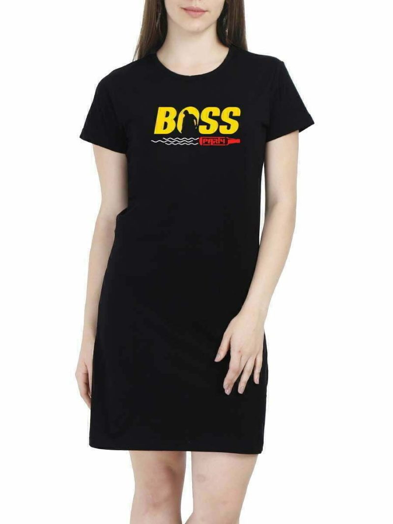Bossu Party Black Women Chiranjeevi T-Shirt Dress