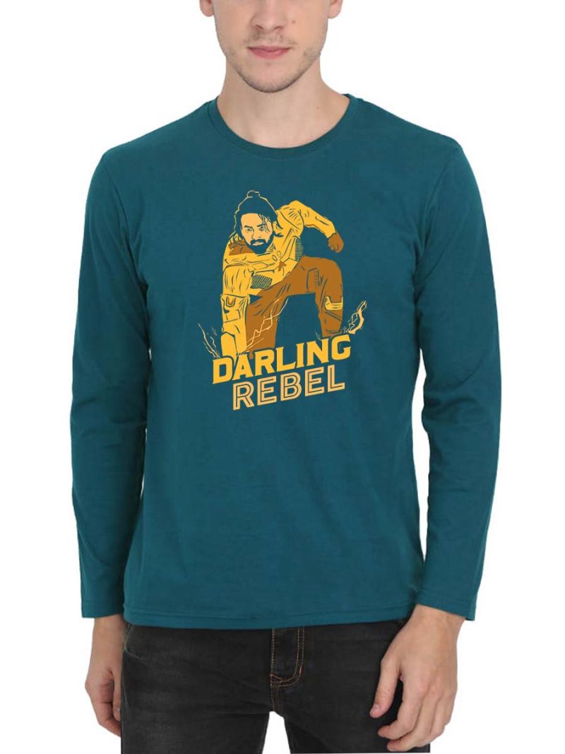 Darling Rebel Superhero Men Full Sleeve Petrol Prabhas T-Shirt