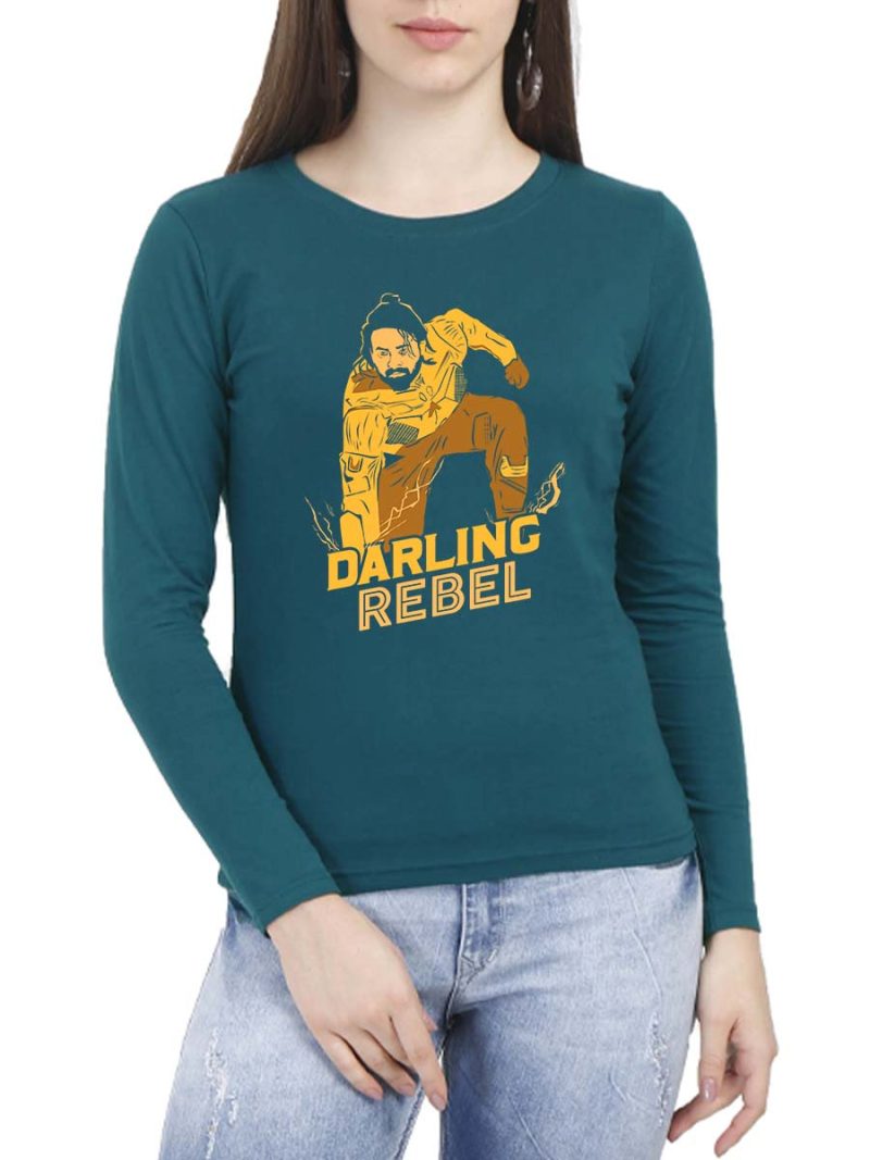 Darling Rebel Superhero Women Full Sleeve Petrol Prabhas T-Shirt