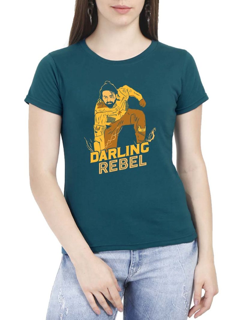 Darling Rebel Superhero Women Half Sleeve Petrol Prabhas T-Shirt