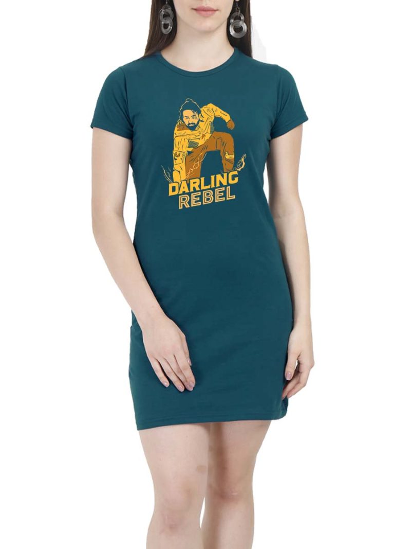 Darling Rebel Superhero Women Petrol Prabhas T-Shirt Dress