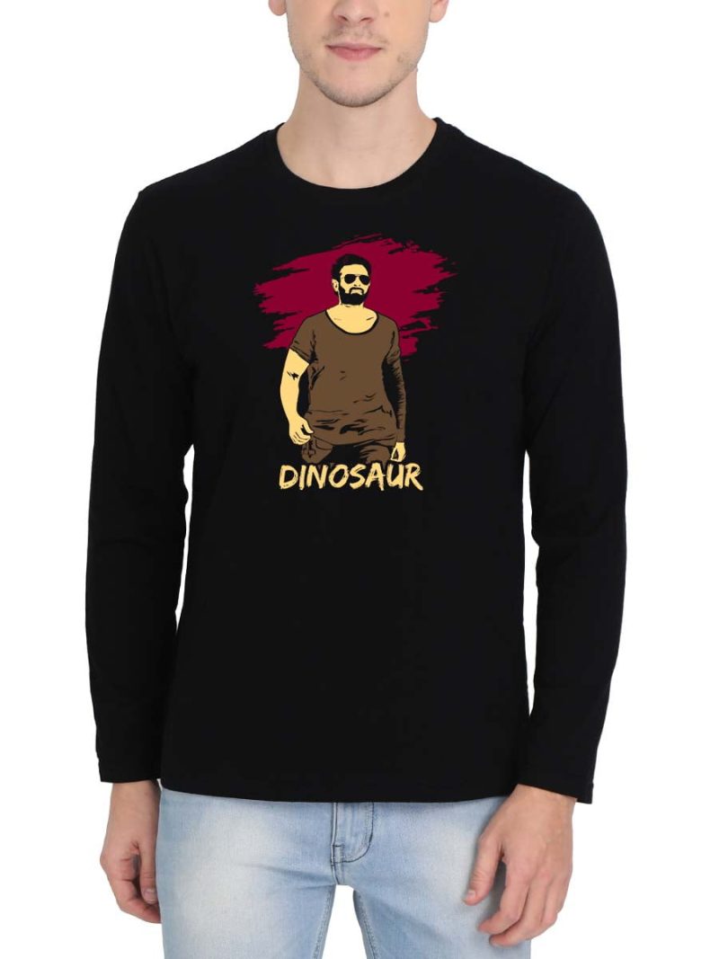 Dinosaur Paint Men Full Sleeve Black Prabhas T-Shirt