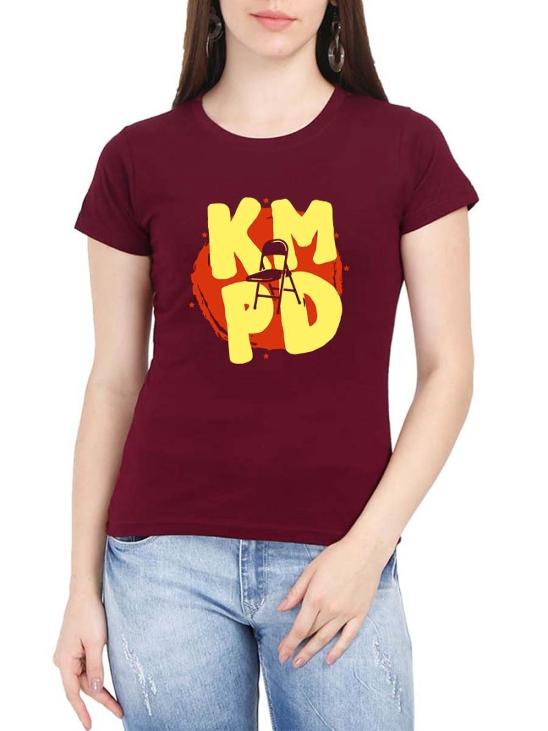 Kmpd Chair Meme Women Half Sleeve Maroon Crazy Telugu T-Shirt