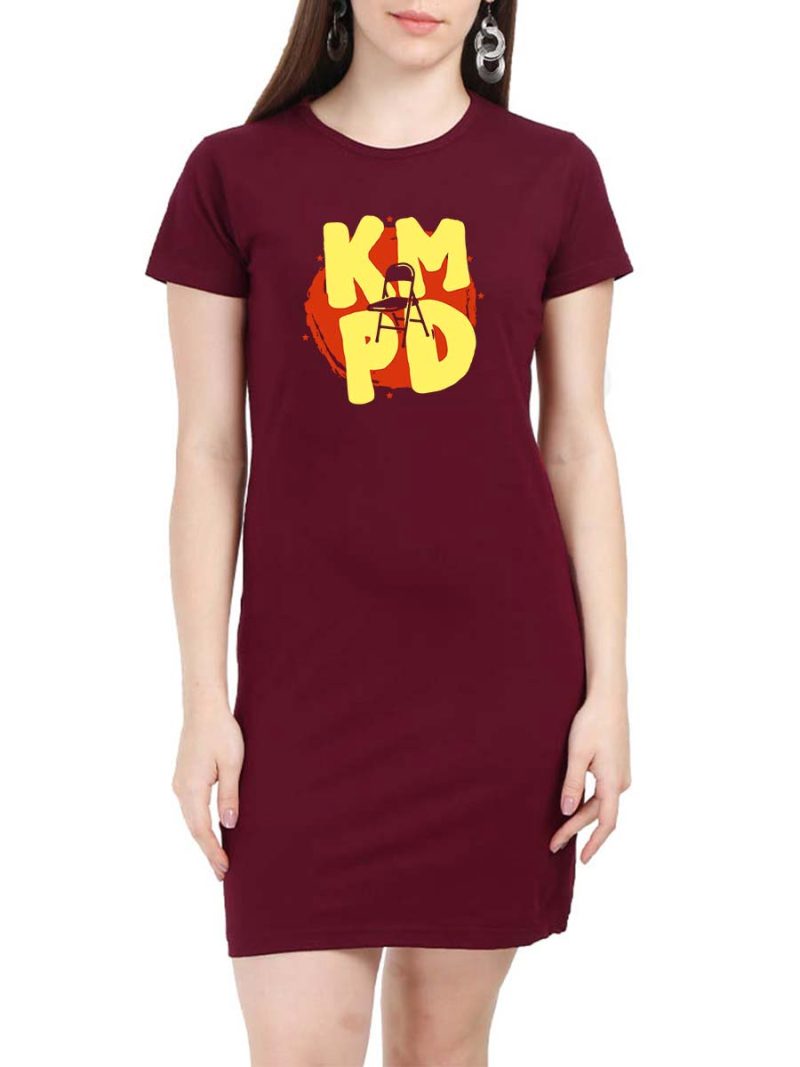 Kmpd Chair Meme Women Maroon Crazy Telugu T-Shirt Dress