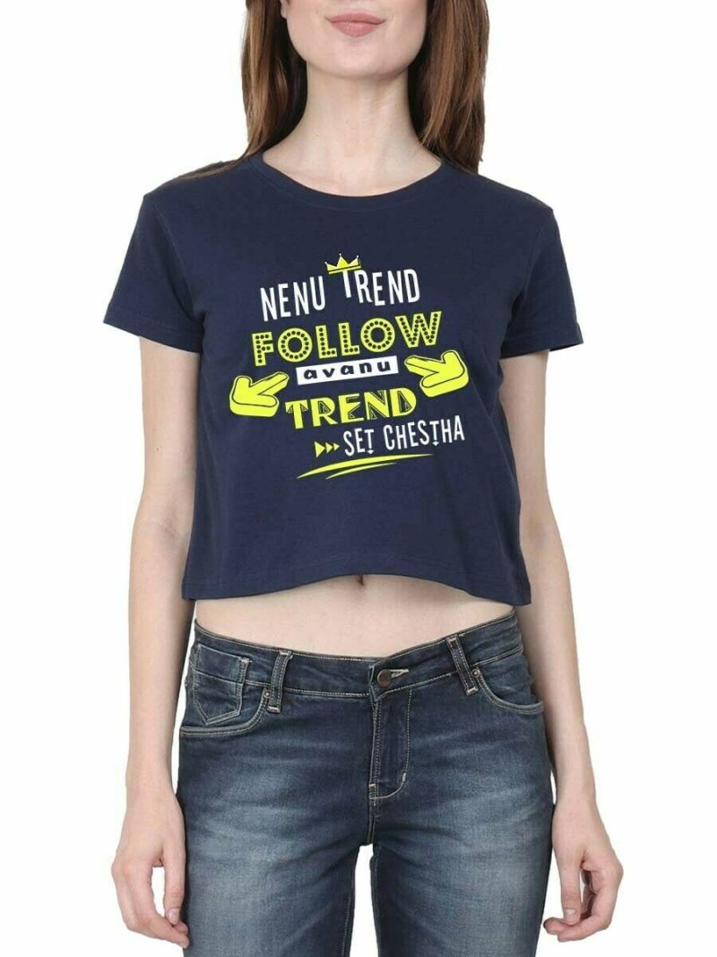 Nenu Trend Follow Avanu arrow Women Navy Blue PSPK Croptop
