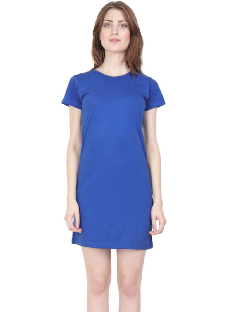 Plain Women's Royal Blue Half Sleeve T-Shirt Dress