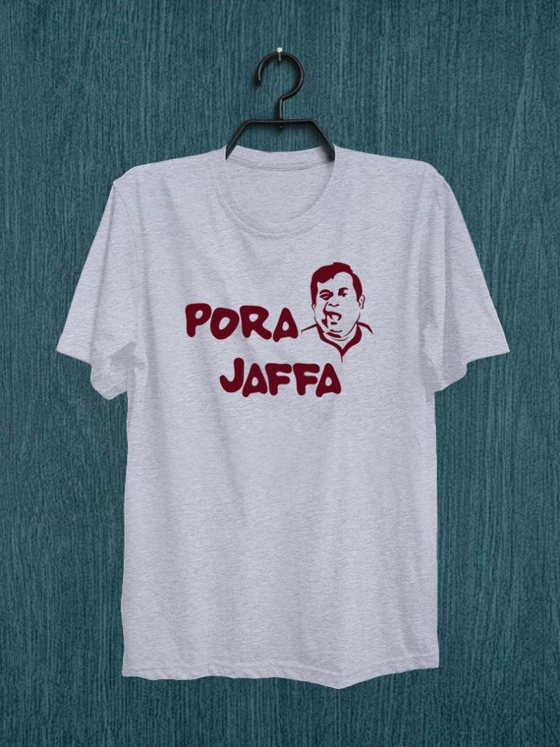 Pora Jaffa Men Half Sleeve Grey Melange Telugu T-Shirt
