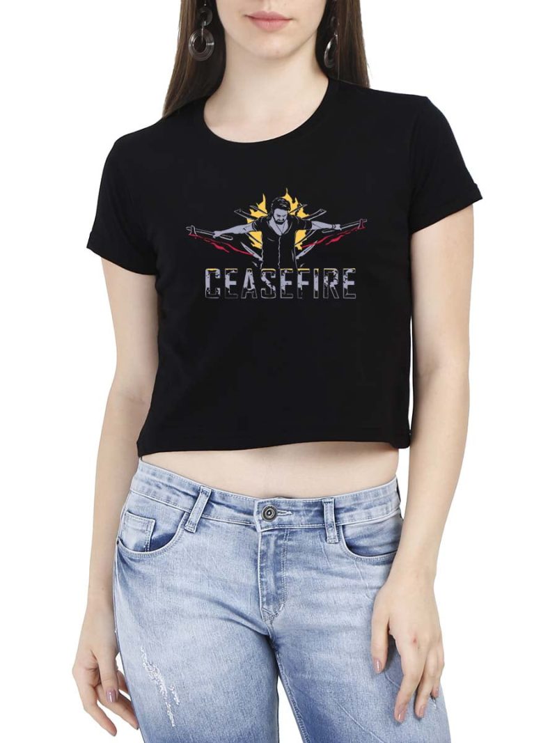 Rebel Star Ceasefire Telugu Women Black Prabhas Croptop