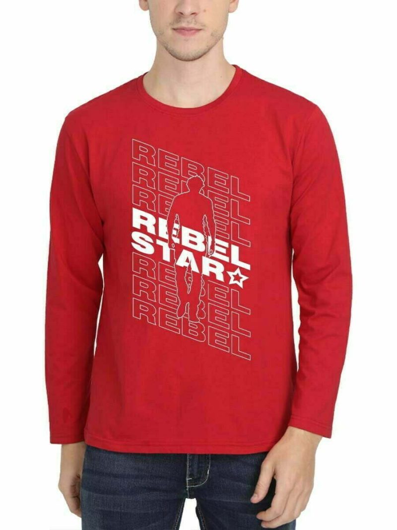 Rebel Star Prabhas Walk Men Full Sleeve Red Telugu T Shirt