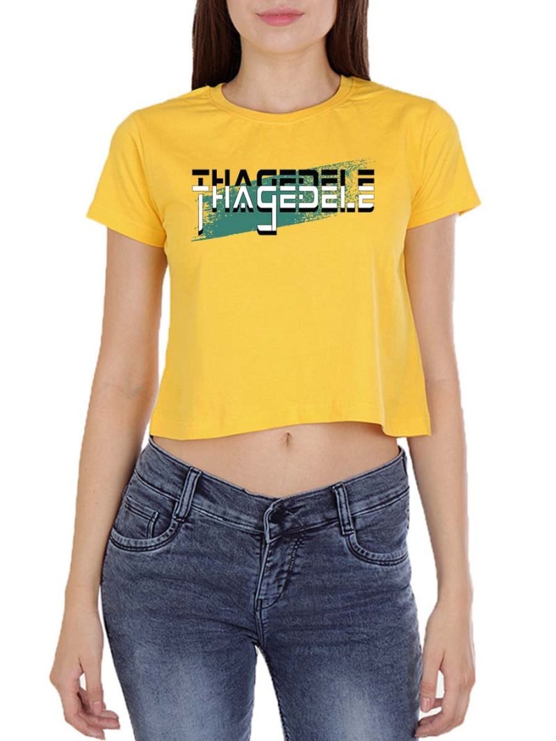 Thagedele Digital Women Yellow Telugu Croptop