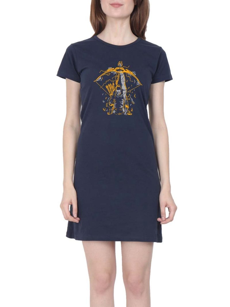 The Warrior Prince Ram Women Navy Blue Telugu Movie T-Shirt Dress